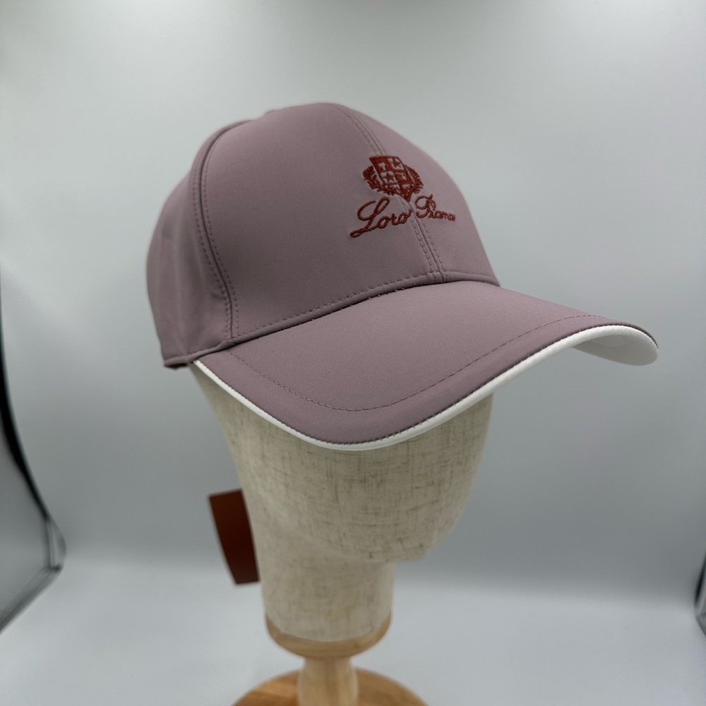 Loro Piana Storm System Cashmere Cap Pink Cream White Trim Made in Italy NWT